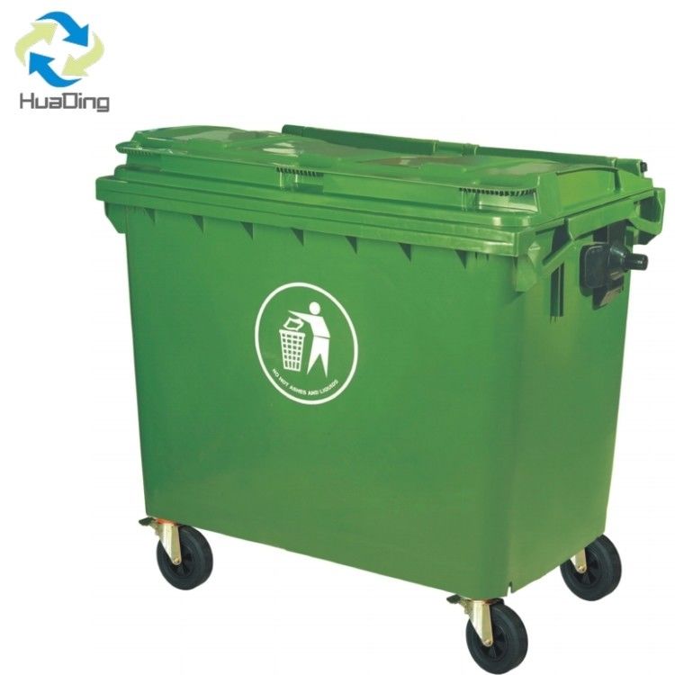 1100 Large Outdoor Hospital 4 Wheels Standing Plastic Trash Cans Professional Grade