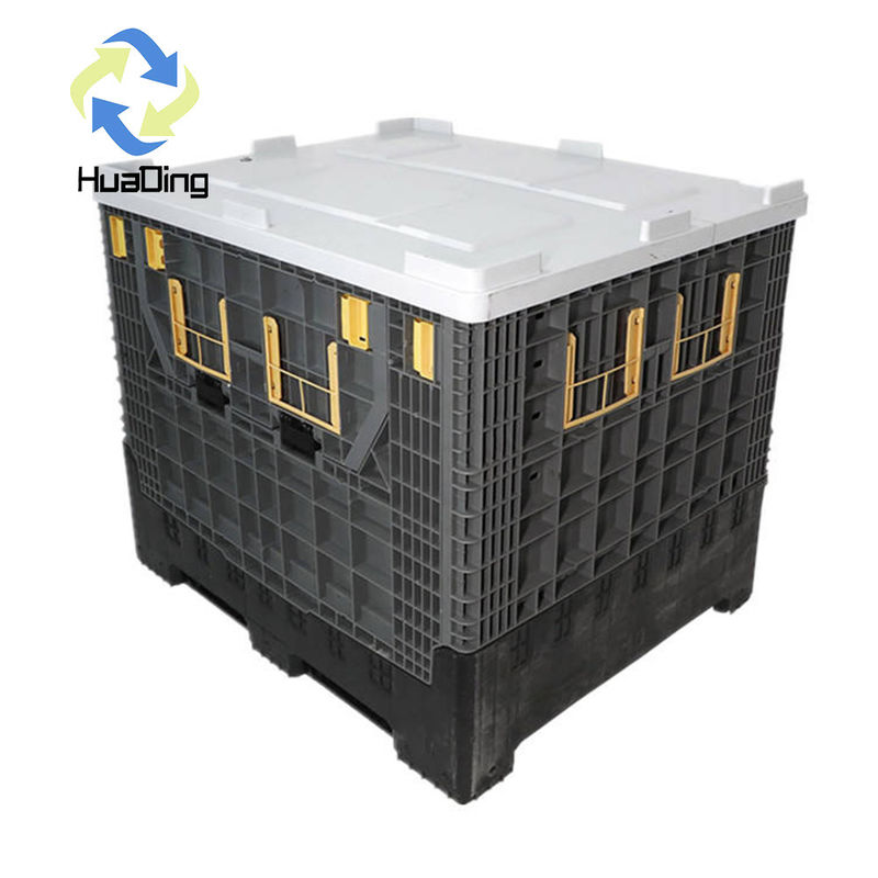 Foldable Galvanized Mesh Pallet Box Container with 1T Dynamic Load Capacity by HUADING